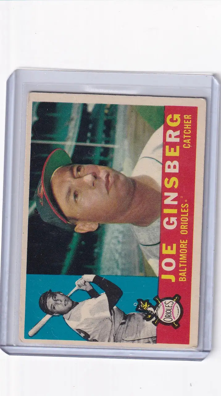 Joe Ginsberg baseball card from the 1960 Topps series for Baltimore Orioles trading cards