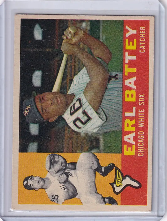 Vintage baseball card of Earl Battey from the Chicago White Sox, 1960 Topps #328