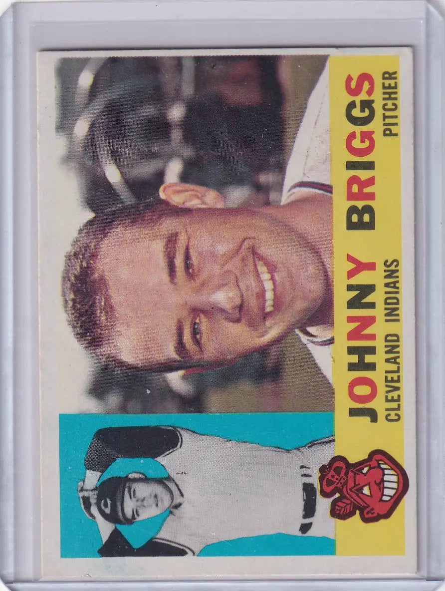 Vintage baseball card of Johnny Briggs in Cleveland Indians uniform, Topps #376