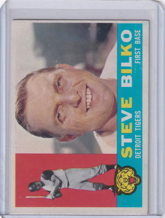 Baseball card of Steve Bilko smiling, showcasing the Detroit Tigers