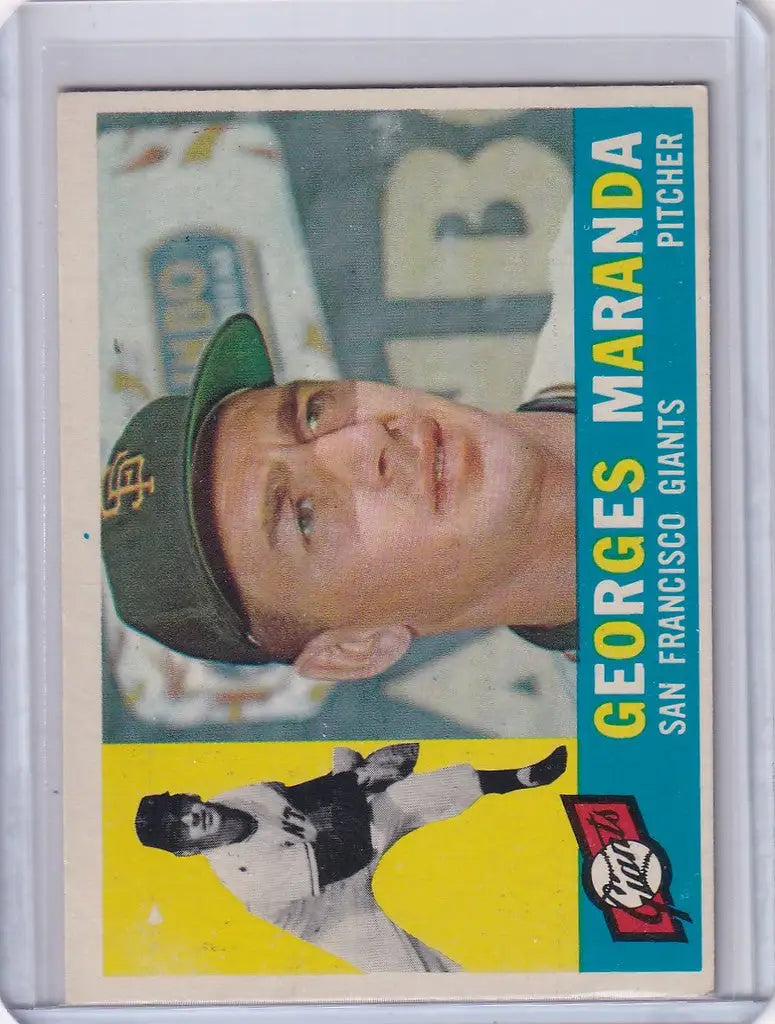 Baseball card of Georges Maranda from San Francisco Giants in green cap