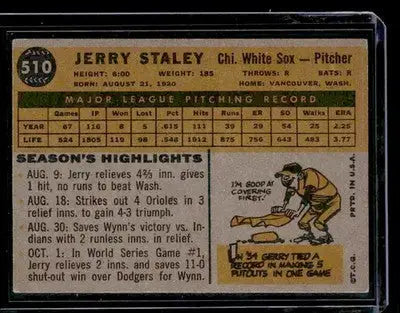 1960 Topps #510 Jerry Staley