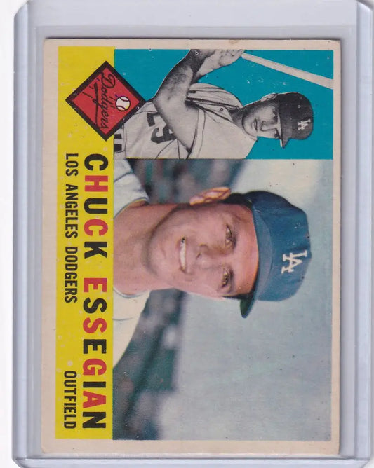 Vintage Topps Baseball card of Chuck Essegian from the Los Angeles Dodgers