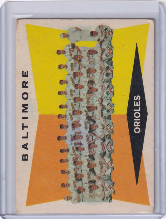 Baltimore Orioles team in uniform for the 1960 Topps Baseball #494 team card