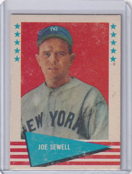 Vintage Fleer Baseball card featuring Joe Sewell in a New York Yankees uniform