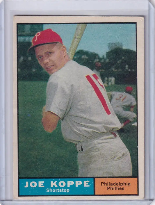 Joe Koppe batting card from the Philadelphia Phillies 1961 Topps #179 коллекция