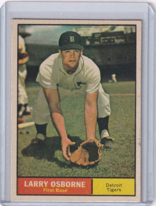 Vintage 1961 Topps baseball card of Larry Osborne - Detroit Tigers first baseman