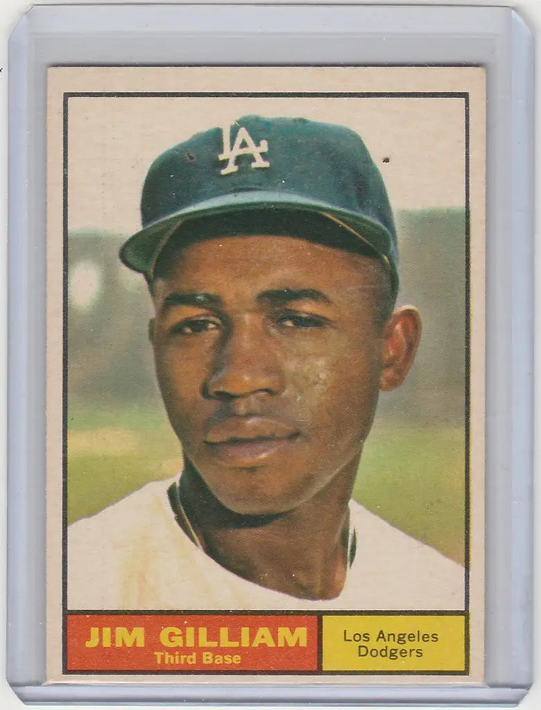Baseball card of Jim Gilliam from the Los Angeles Dodgers 1961 Topps #238 EXMT