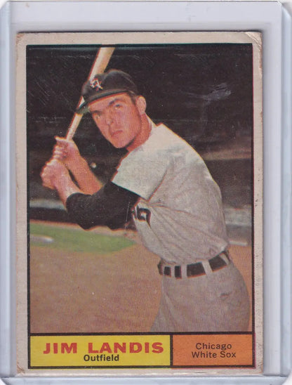 Vintage 1961 Topps #271 Jim Landis card featuring Chicago White Sox outfielder batting