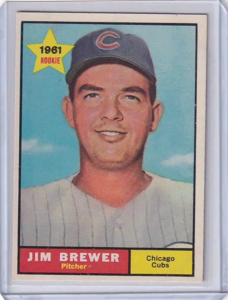 1961 Topps #317 Jim Brewer Chicago Cubs rookie card showcasing pitcher Jim Brewer