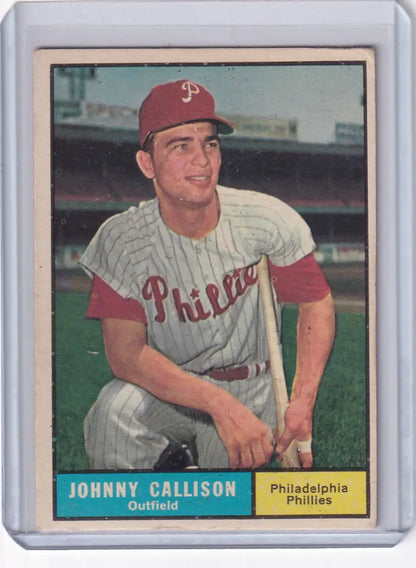 1961 Topps Johnny Callison trading card featuring Philadelphia Phillies outfielder