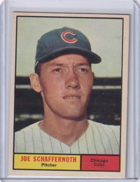 Baseball card of Joe Schaffernoth in Chicago Cubs cap and uniform, 1961 Topps #58