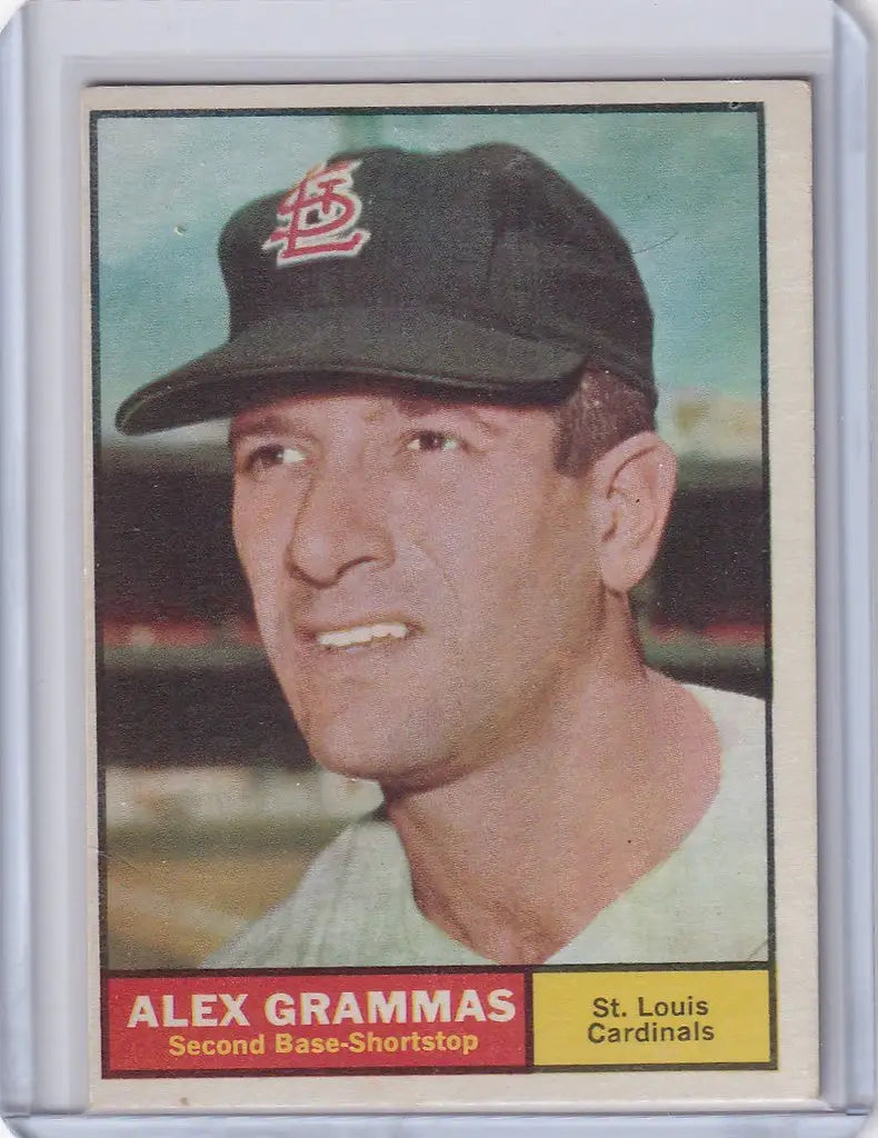 Baseball card of Alex Grammas from the St. Louis Cardinals trading cards series