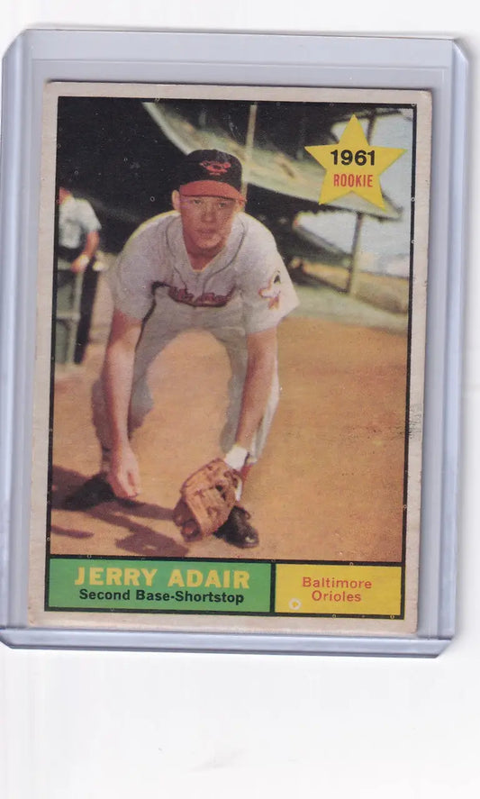 Jerry Adair 1961 rookie baseball card from the Baltimore Orioles trading cards collection