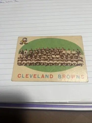 Vintage Cleveland Browns football card from 1961 Topps Browns Team Checklist 161