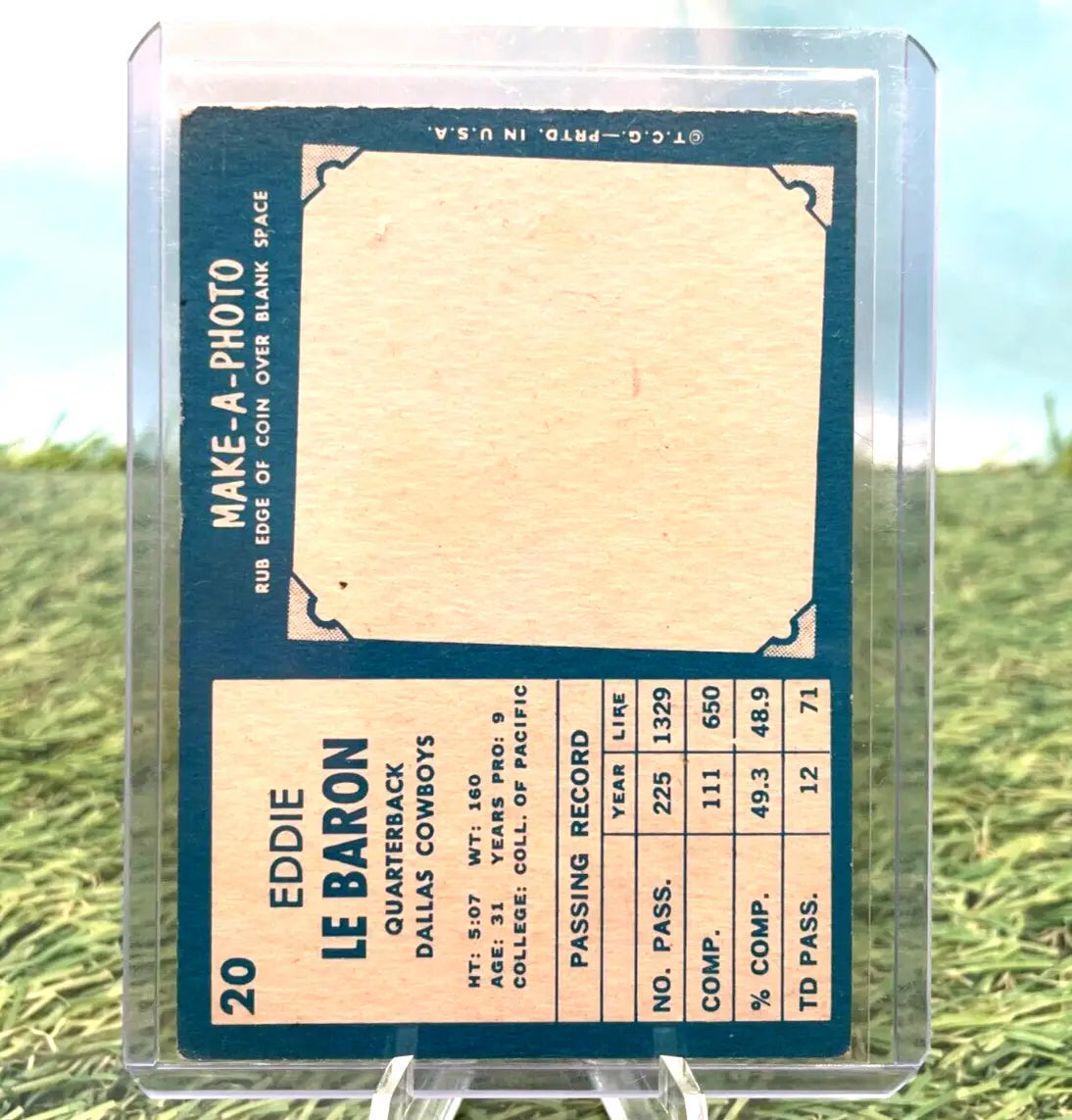 Vintage Eddie Le Baron Topps Football trading card featuring Dallas Cowboys player