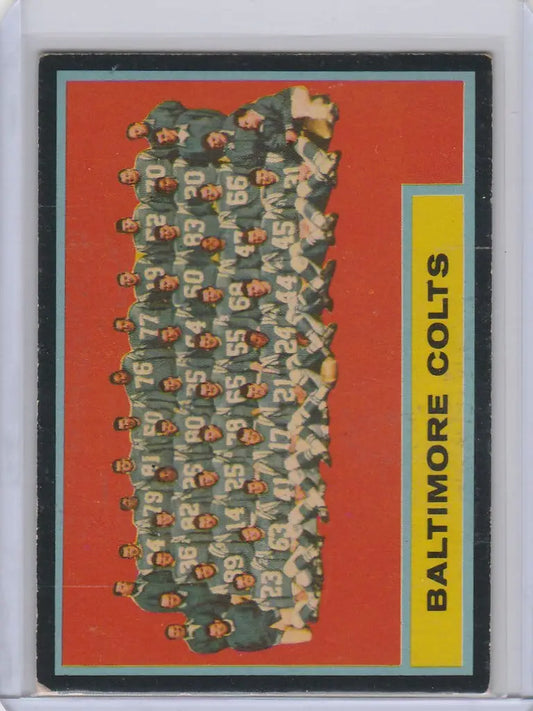 Vintage Baltimore Colts team card showcasing the 1962 Topps #12 team photo