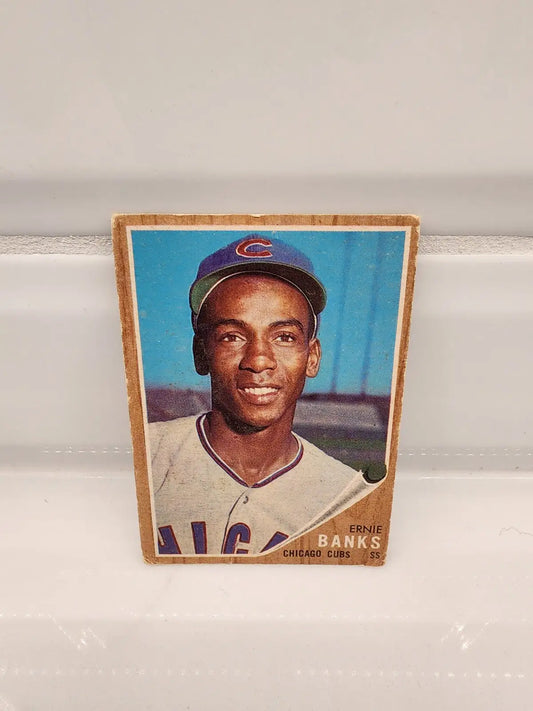 Vintage Ernie Banks trading card from the 1962 Topps set in VG-VGEX condition