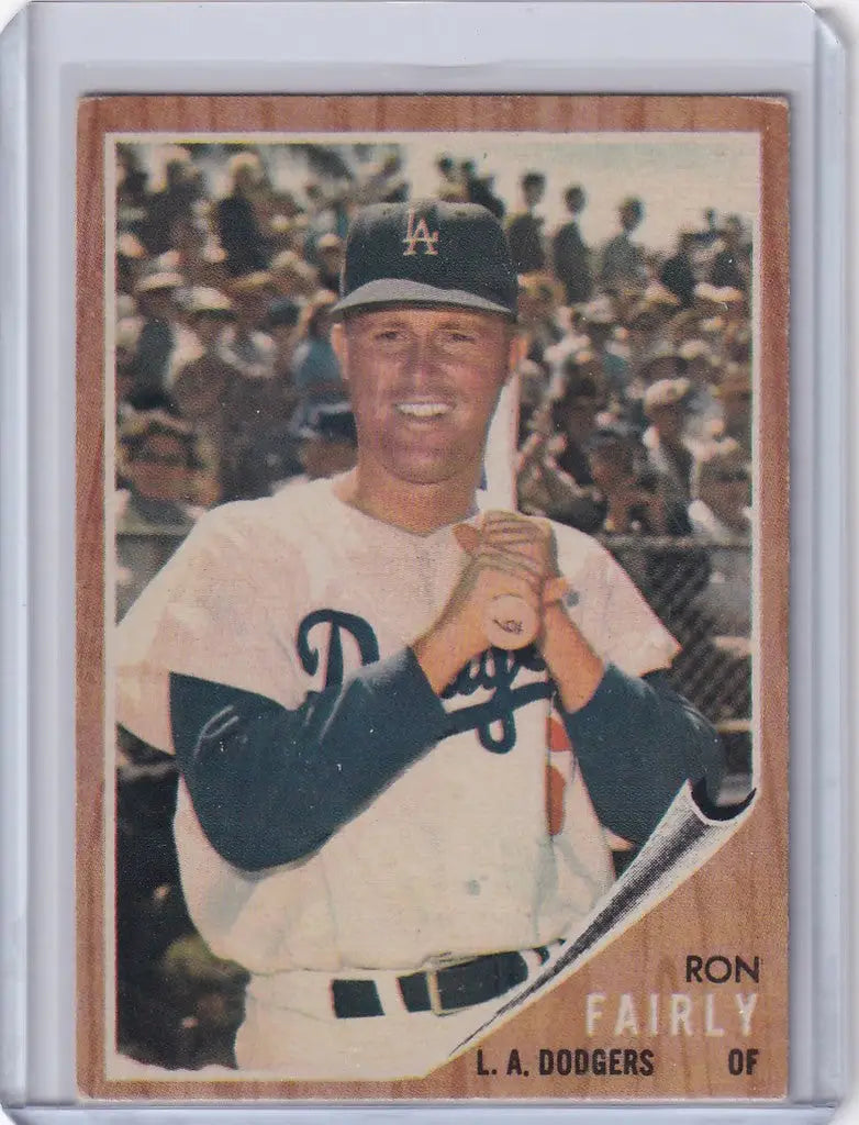 1962 Topps #375 Ron Fairly smiling with a bat, Los Angeles Dodgers baseball card