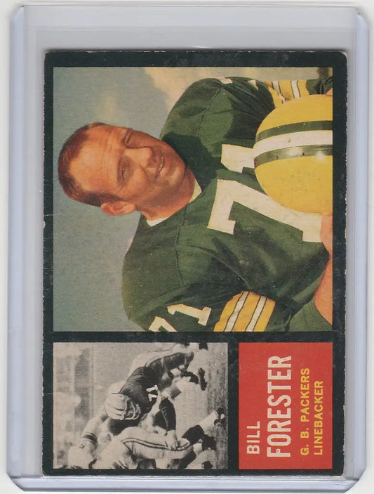 Vintage football trading card of Bill Forester from the Green Bay Packers