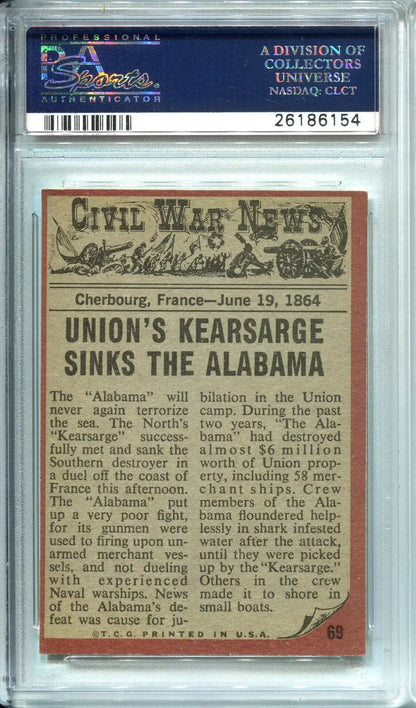 1962 Topps Civil War News #69 Death In the Water PSA 7 Cherbourg France June ’64