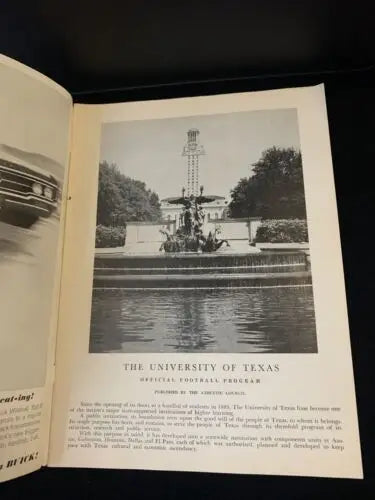 Vintage 1963 Texas Longhorns football program signed by Darrell Royal featuring TCU Horns