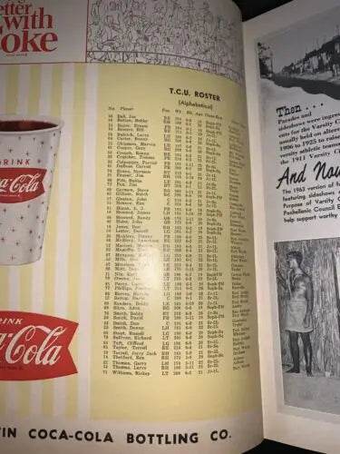Vintage TCU roster featured in 1963 Texas Longhorns National Champions signed program