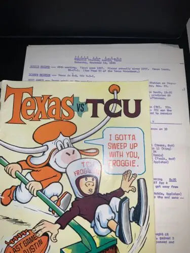 Vintage Texas Longhorns vs TCU Horn program signed by Darrell Royal from 1963 championship