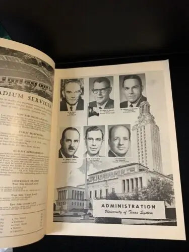 Vintage yearbook page featuring Texas Longhorns and Darrell Royal’s autograph