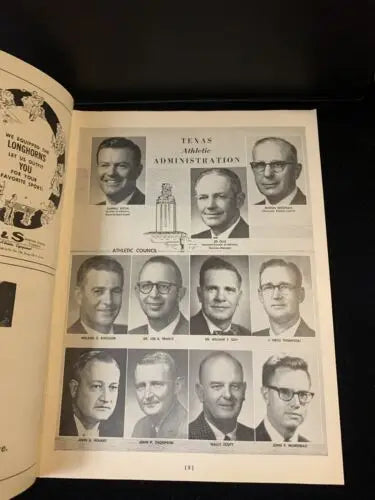 Yearbook page with portraits from 1963 Texas Longhorns National Champions TCU program