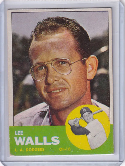 Vintage 1963 Topps baseball card of Lee Walls from the Los Angeles Dodgers