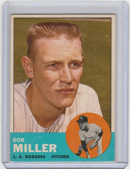 Vintage 1963 Topps #261 Bob Miller Los Angeles Dodgers card in EXMT condition