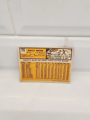 Vintage Trading Card of Wally Moon from Los Angeles Dodgers 1963 Topps #279 EX