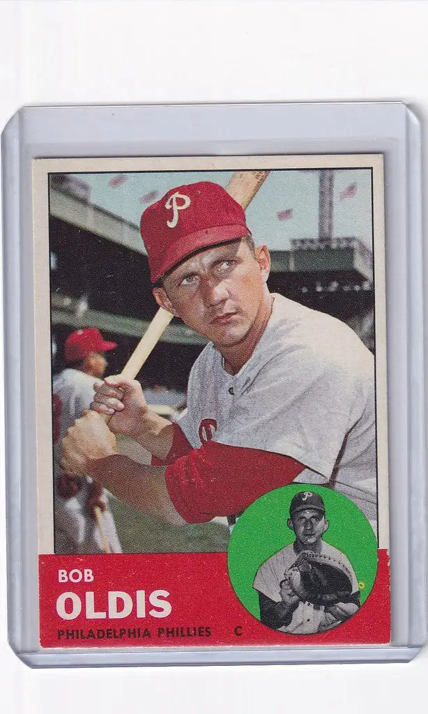 Baseball card of Bob Oldis from the Philadelphia Phillies 1963 Topps series