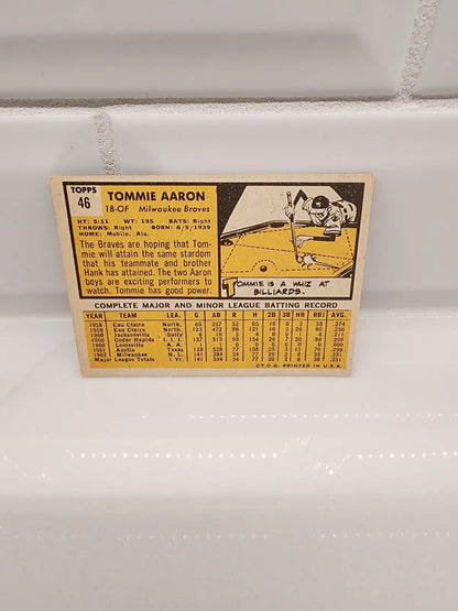 Vintage Tommie Aaron baseball card from 1963 Topps #46 in excellent condition