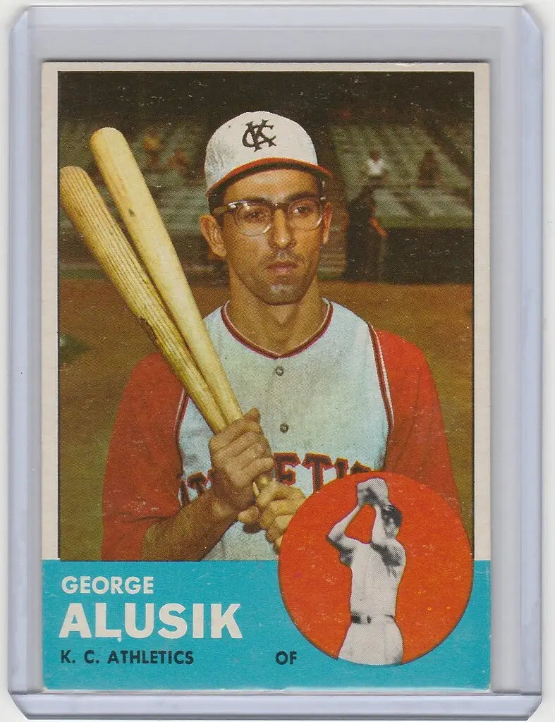 Vintage 1963 Topps George Alusik Kansas City Athletics baseball card NRMT condition