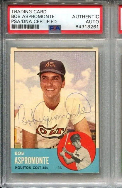 1963 Topps Bob Aspromonte #45 PSA DNA Certified Encased Houston Colt 45s Auto