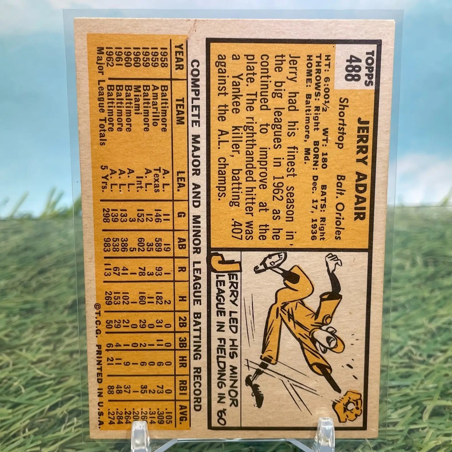 Vintage 1963 Topps Jerry Adair baseball card from the Baltimore Orioles collection