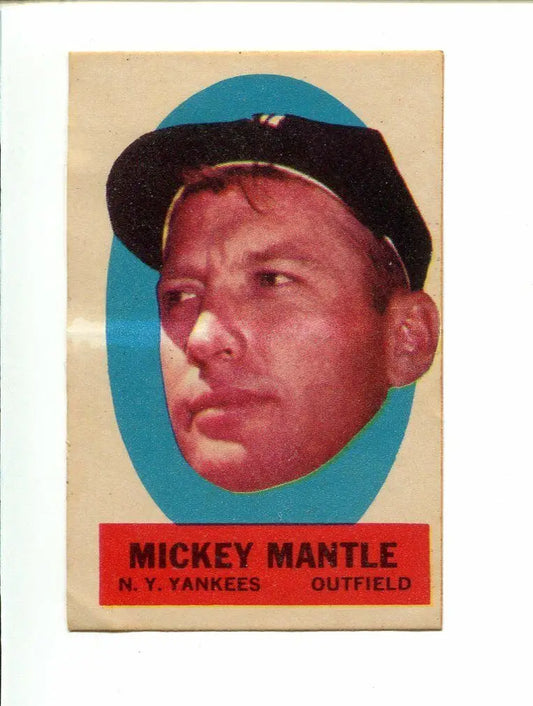 1963 Topps Mickey Mantle Peel-Offs Insert EX-NMT Blank Back Rare NY Yankees Card