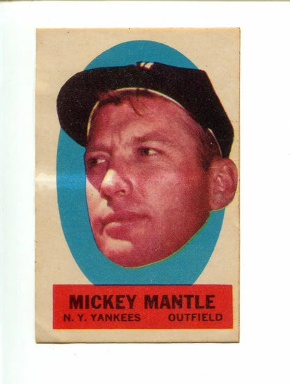 1963 Topps Mickey Mantle Peel-Offs Insert EX-NMT Blank Back Rare NY Yankees baseball card