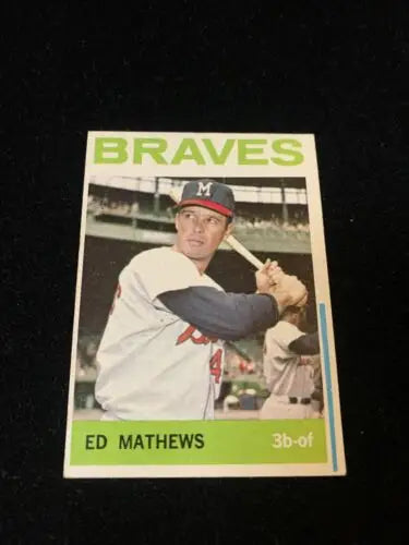 Ed Mathews baseball card 1964 Topps #35 Blue Line Version Print Error Milwaukee Braves