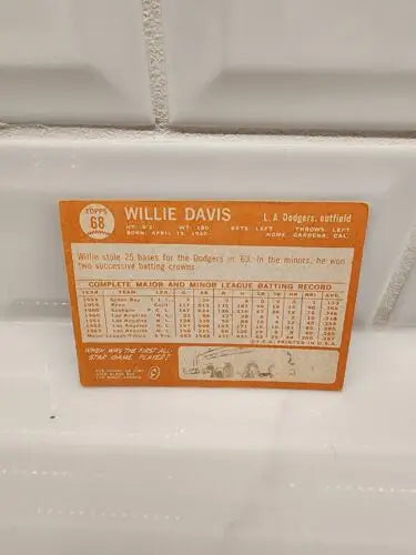 Trading card featuring Willie Davis from 1964 Topps #68 in excellent condition