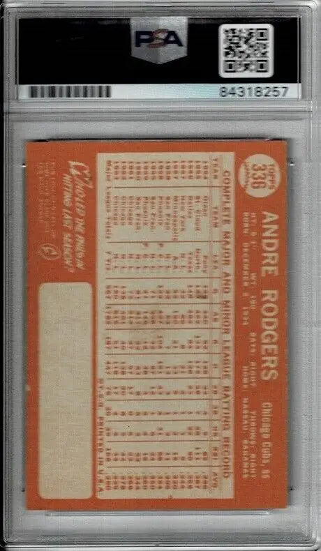 1964 Topps Andre Rodgers #336 Auto Baseball Card PSA/DNA Signed Chicago Cubs collectible