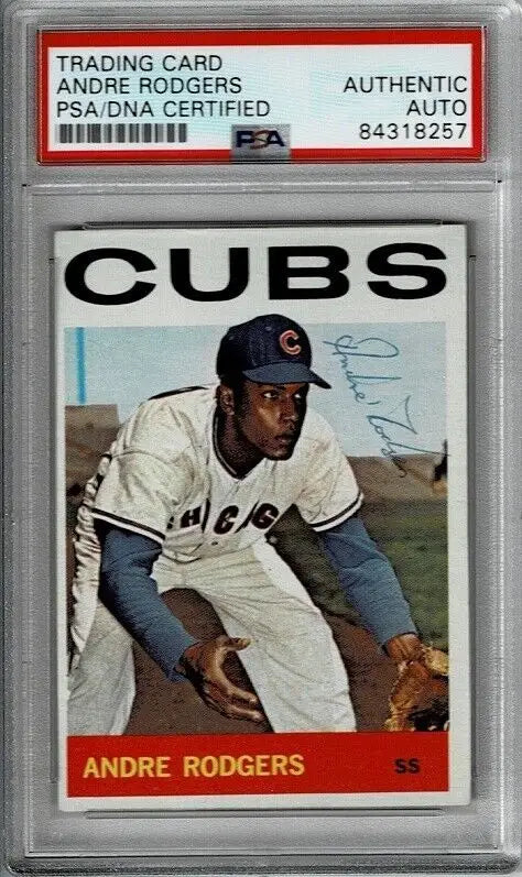 Graded Topps Andre Rodgers Auto Baseball Card PSA/DNA Signed Chicago Cubs 1964