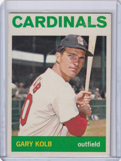 Vintage 1964 Topps Baseball card featuring Gary Kolb of the St. Louis Cardinals in white uniform