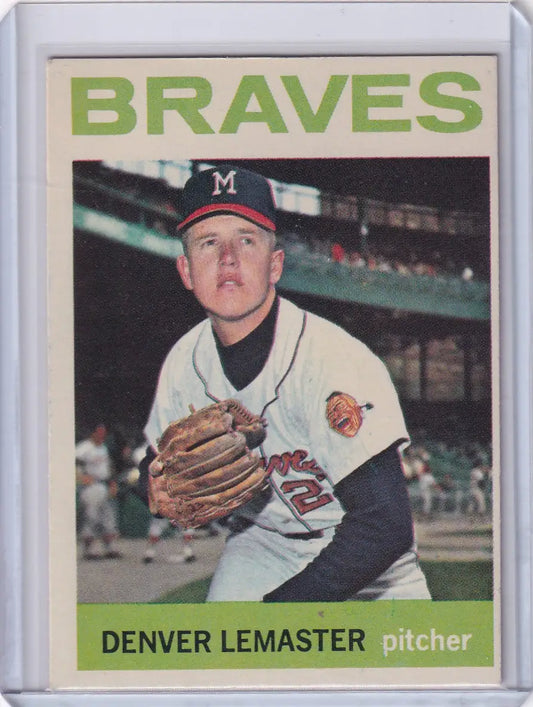 Vintage Topps Baseball card of Denver LeMaster, pitcher for Milwaukee Braves