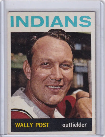 Wally Post Cleveland Indians outfielder 1964 Topps Baseball card smiling portrait