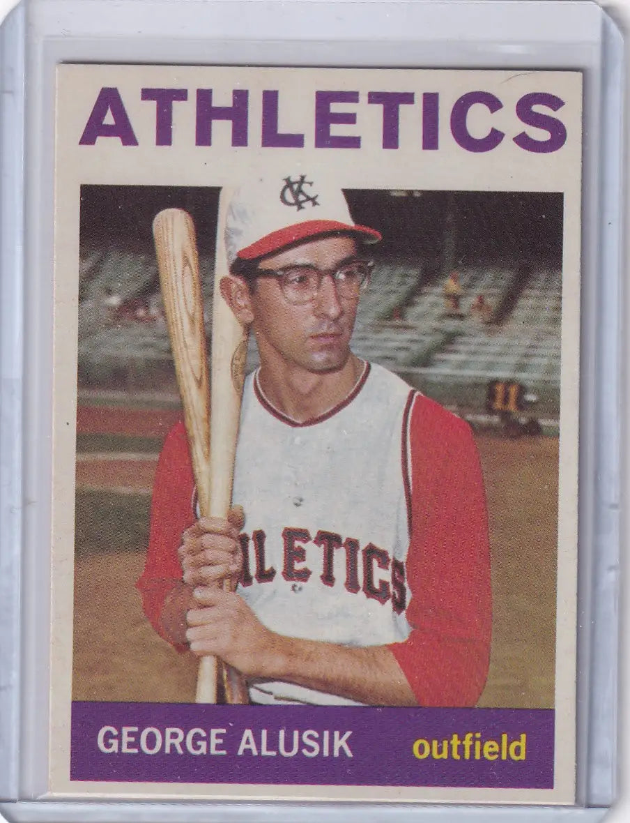 Vintage Kansas City Athletics Topps baseball card of George Alusik from 1964