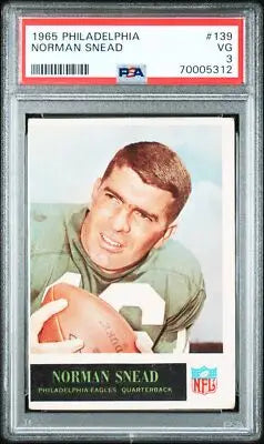 Graded Philadelphia Norman Snead football card from 1965 PSA 3 display