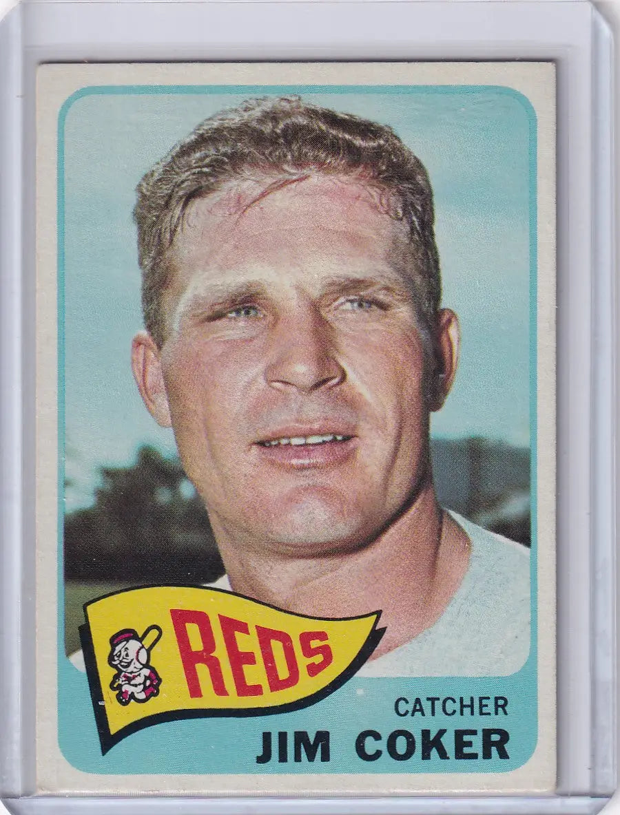 1965 Topps Baseball card of Jimmie Coker, catcher for the Cincinnati Reds
